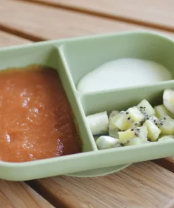Online Assiette Compartimentee Silicone Sage Green Couverts, Vaisselle Et Bavoirs