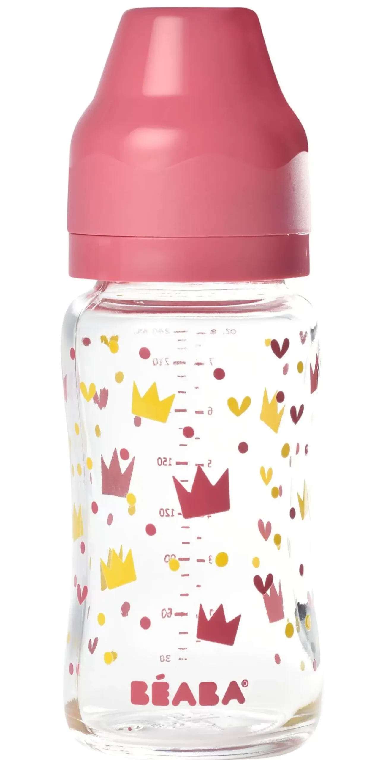 Outlet Biberon Verre Col Large 240Ml Crown Pink Biberons Et Accessoires