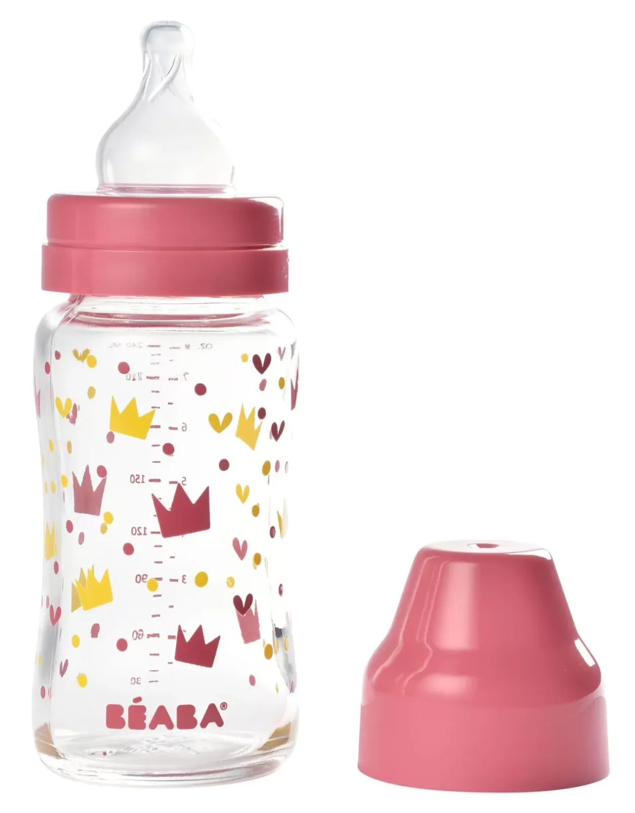 Outlet Biberon Verre Col Large 240Ml Crown Pink Biberons Et Accessoires