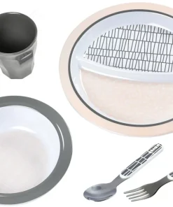 Sale Coffret Cadeau Repas Pink Grid Couverts, Vaisselle Et Bavoirs