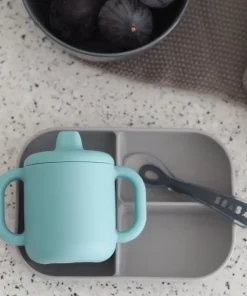 Sale Coffret D'Apprentissage Silicone + Tasse Blue Couverts, Vaisselle Et Bavoirs