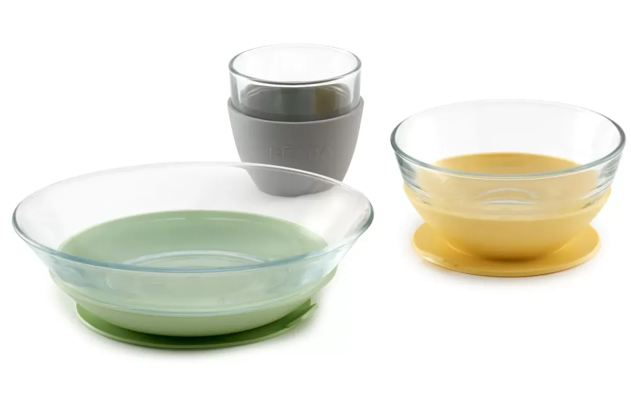 Coffret Repas Verre Yellow Couverts, Vaisselle Et Bavoirs