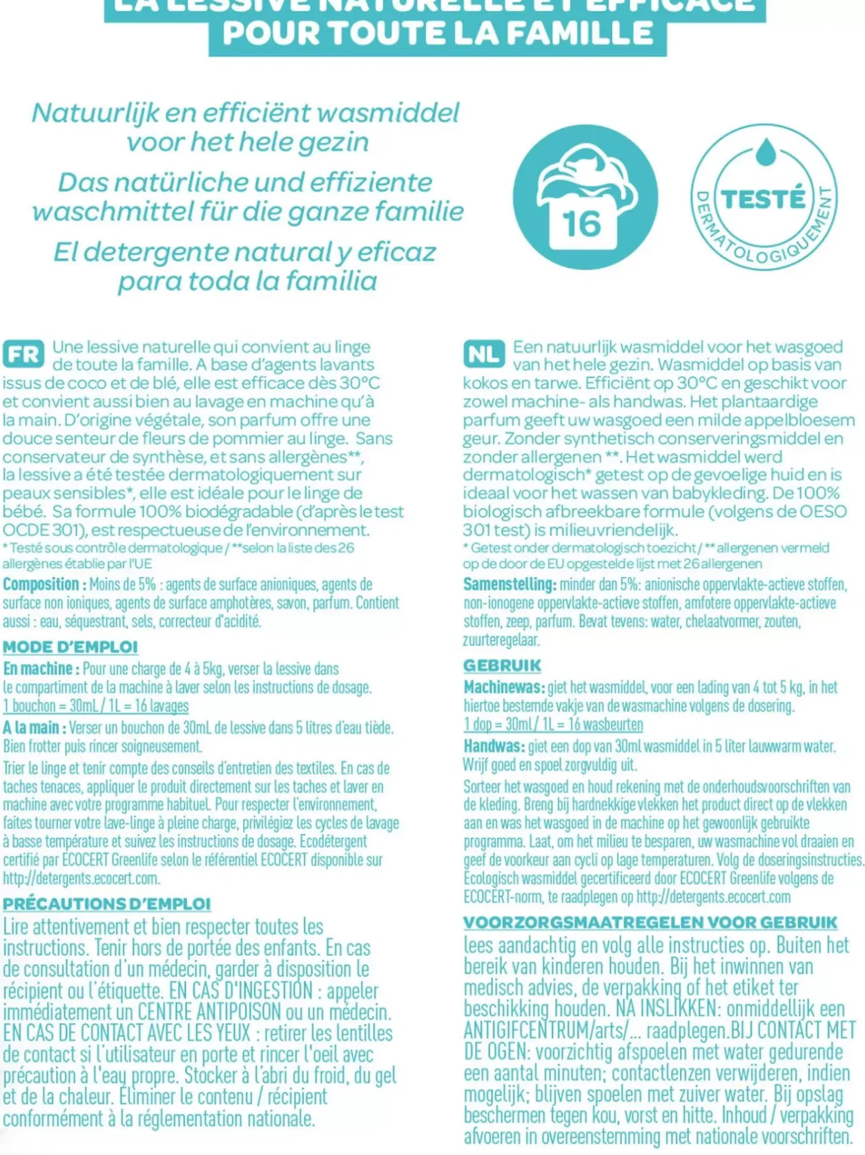 Discount Lessive Fleurs De Pommier - 1L Soins Et Toilette Bébé