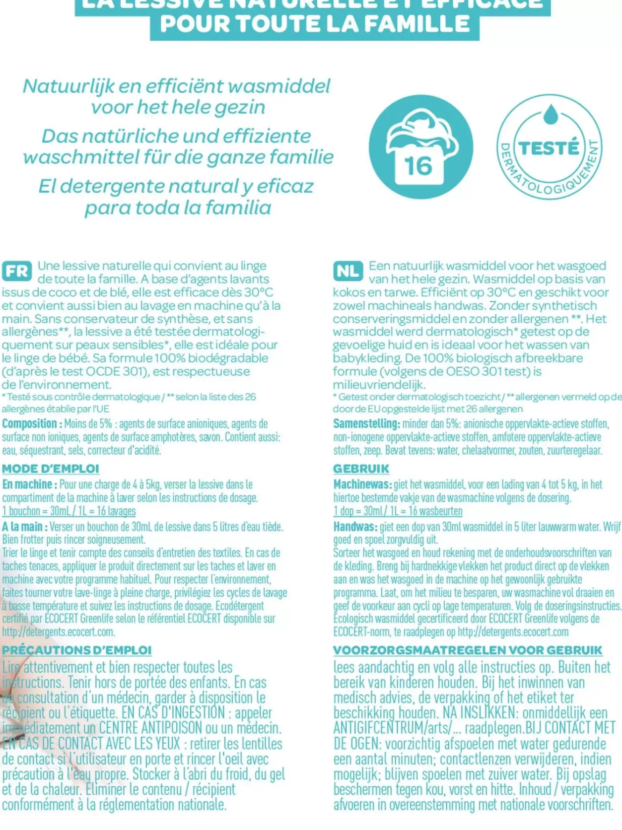 Discount Lessive Sans Parfum - 1L Soins Et Toilette Bébé