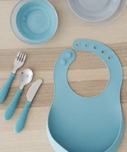 Discount Lot De 2 Bavoirs Silicone Green/Grey Couverts, Vaisselle Et Bavoirs