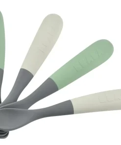 Hot Lot De 4 Cuilleres 1Er Age Silicone Bi-Ton Mineral Couverts, Vaisselle Et Bavoirs