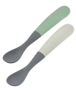 Sale Lot De 2 Cuilleres 1Er Age Silicone Bi-Ton Mineral Couverts, Vaisselle Et Bavoirs