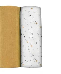 Online Lot De 2 Langes Xxl En Coton Honey Yellow/Starry Night Emmaillotage