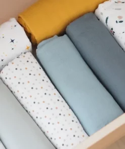 Clearance Lot De 2 Langes Xxl En Coton Baltic Blue/Points Emmaillotage