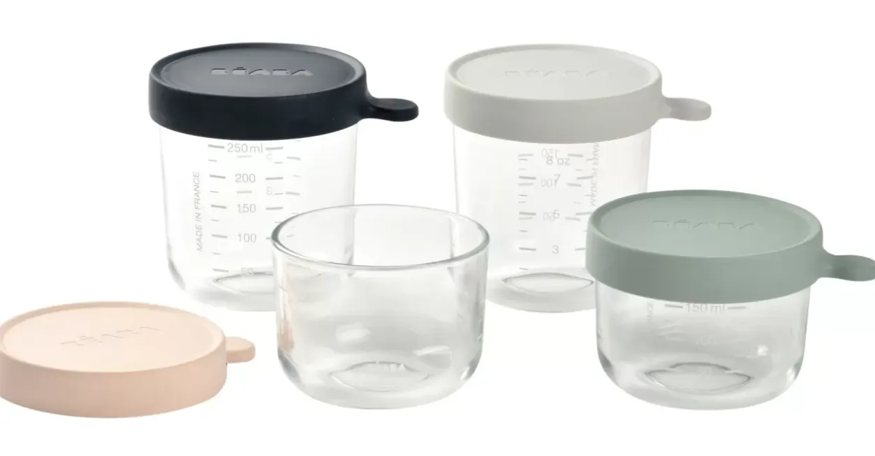 Hot Lot De 4 Portions Verre - Eucalyptus Pots De Conservation