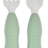 Clearance Lot De 2 Pre-Couverts Inox Sage Green Couverts, Vaisselle Et Bavoirs