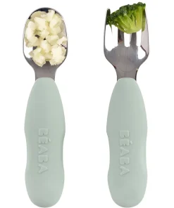 Clearance Lot De 2 Pre-Couverts Inox Sage Green Couverts, Vaisselle Et Bavoirs