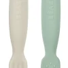 Hot Lot De 2 Pre-Cuillere Silicone Sage Green / Velvet Grey Couverts, Vaisselle Et Bavoirs