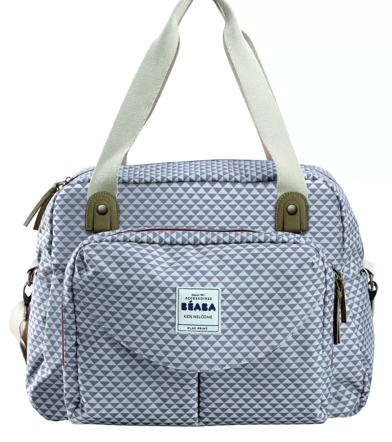 New Sac A Langer Geneve Ii Play Print Grey/Coral Sacs À Langer