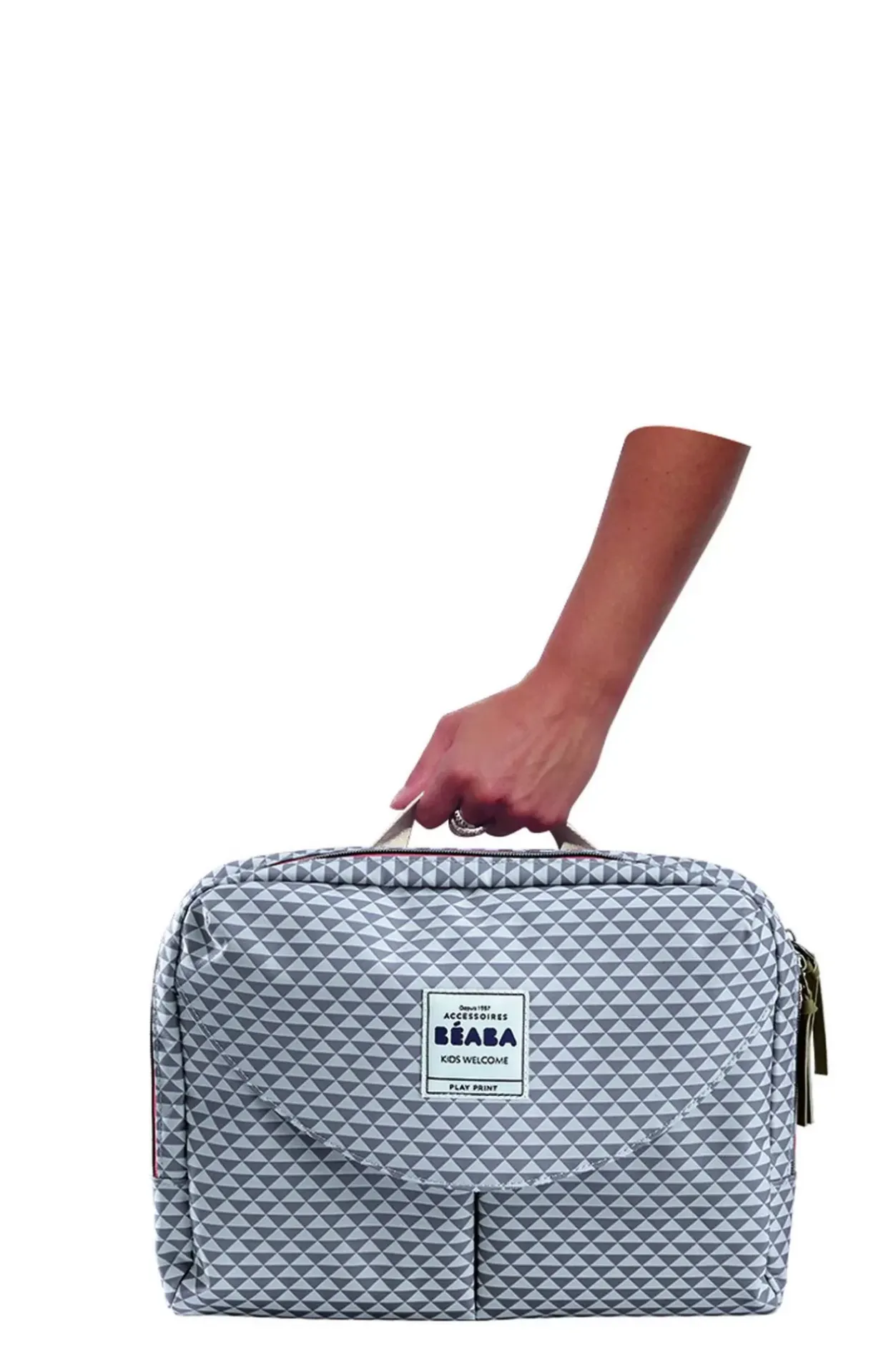 New Sac A Langer Geneve Ii Play Print Grey/Coral Sacs À Langer