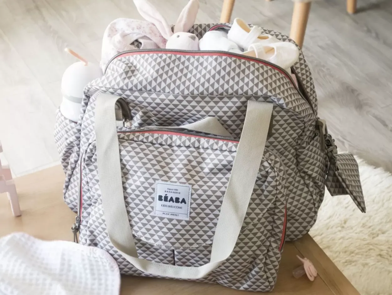New Sac A Langer Geneve Ii Play Print Grey/Coral Sacs À Langer