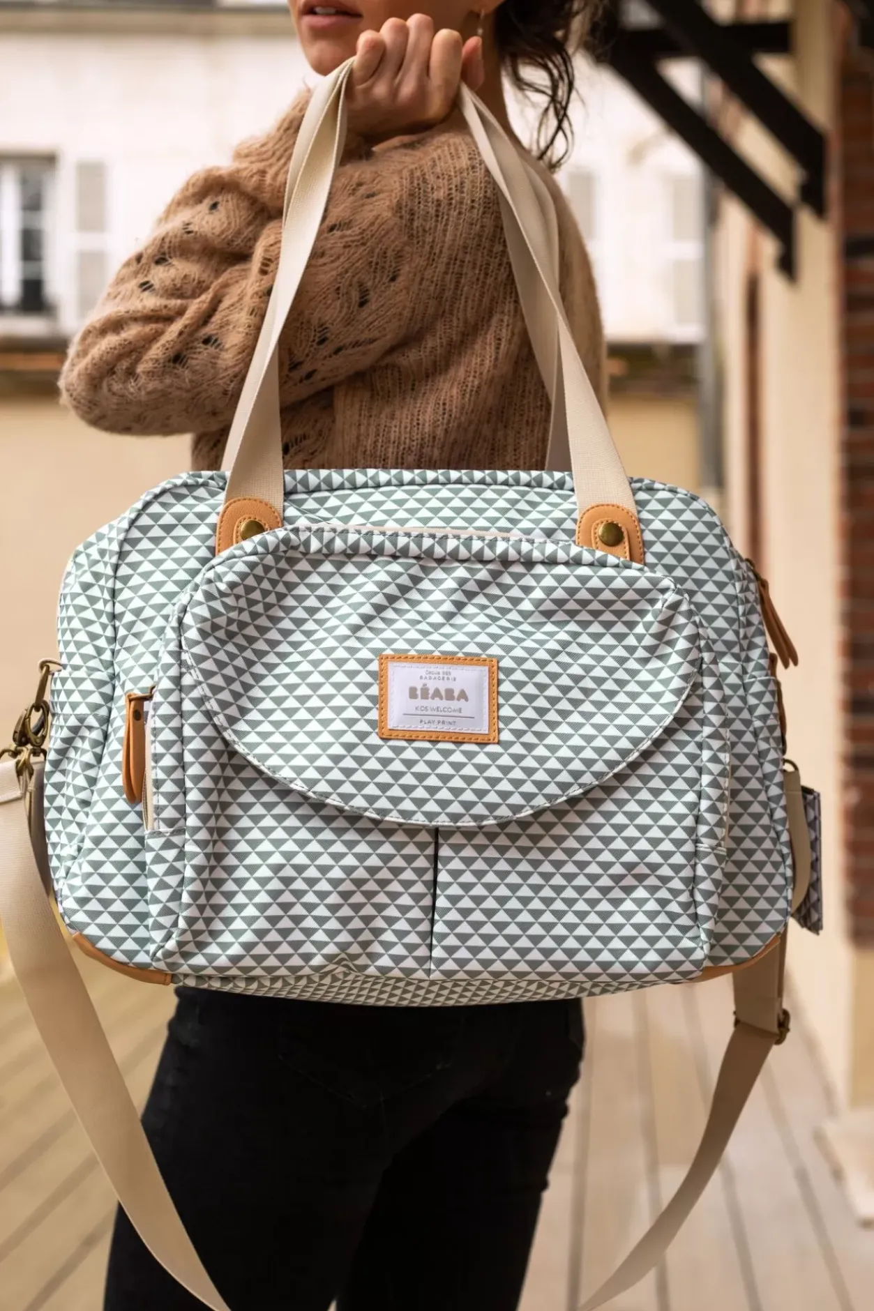 New Sac A Langer Geneve Ii Play Print Sage Green Sacs À Langer