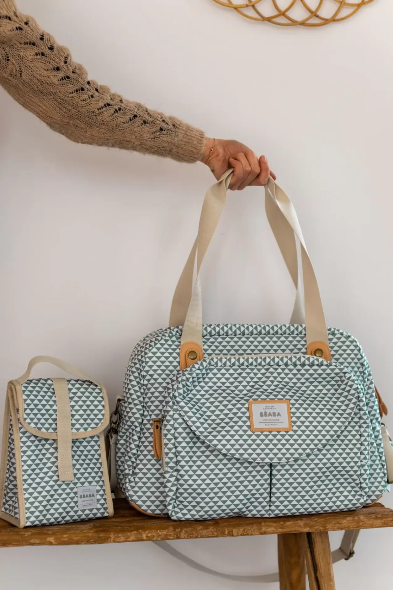 New Sac A Langer Geneve Ii Play Print Sage Green Sacs À Langer