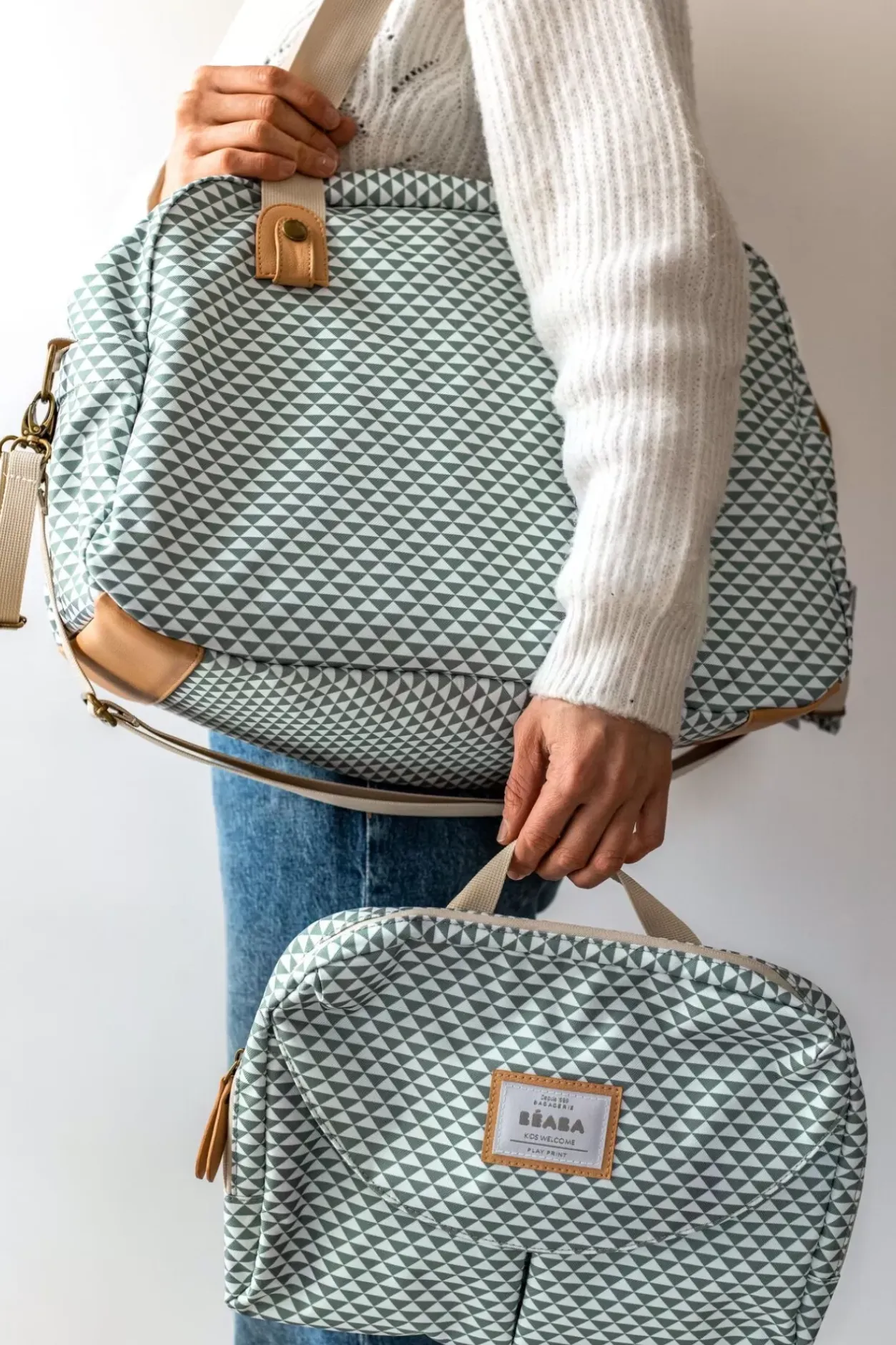 New Sac A Langer Geneve Ii Play Print Sage Green Sacs À Langer