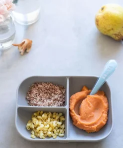 Sale Set Repas Silicone Avec Ventouse Grey Couverts, Vaisselle Et Bavoirs
