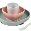 Hot Set Vaisselle Silicone 4 Pieces Eucalyptus Couverts, Vaisselle Et Bavoirs