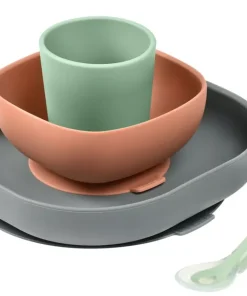 Discount Set Vaisselle Silicone 4 Pieces Mineral Couverts, Vaisselle Et Bavoirs