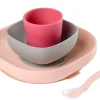 Outlet Set Vaisselle Silicone 4 Pieces Pink Couverts, Vaisselle Et Bavoirs